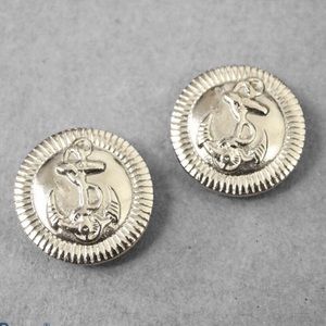 Vintage Silver Tone Nautical Anchors Shoe Clips 1.25”